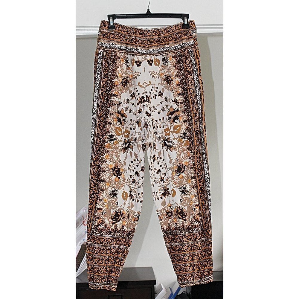 Anthropologie - Floral Print Linen Blend Joggers - Scarf Print - sz 4 - Picture 6 of 12